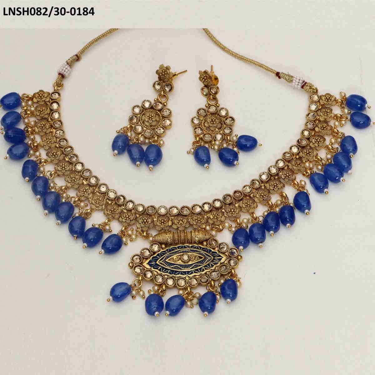 LNSH082/30 Imp Eye Drop Necklace Set - LNSH