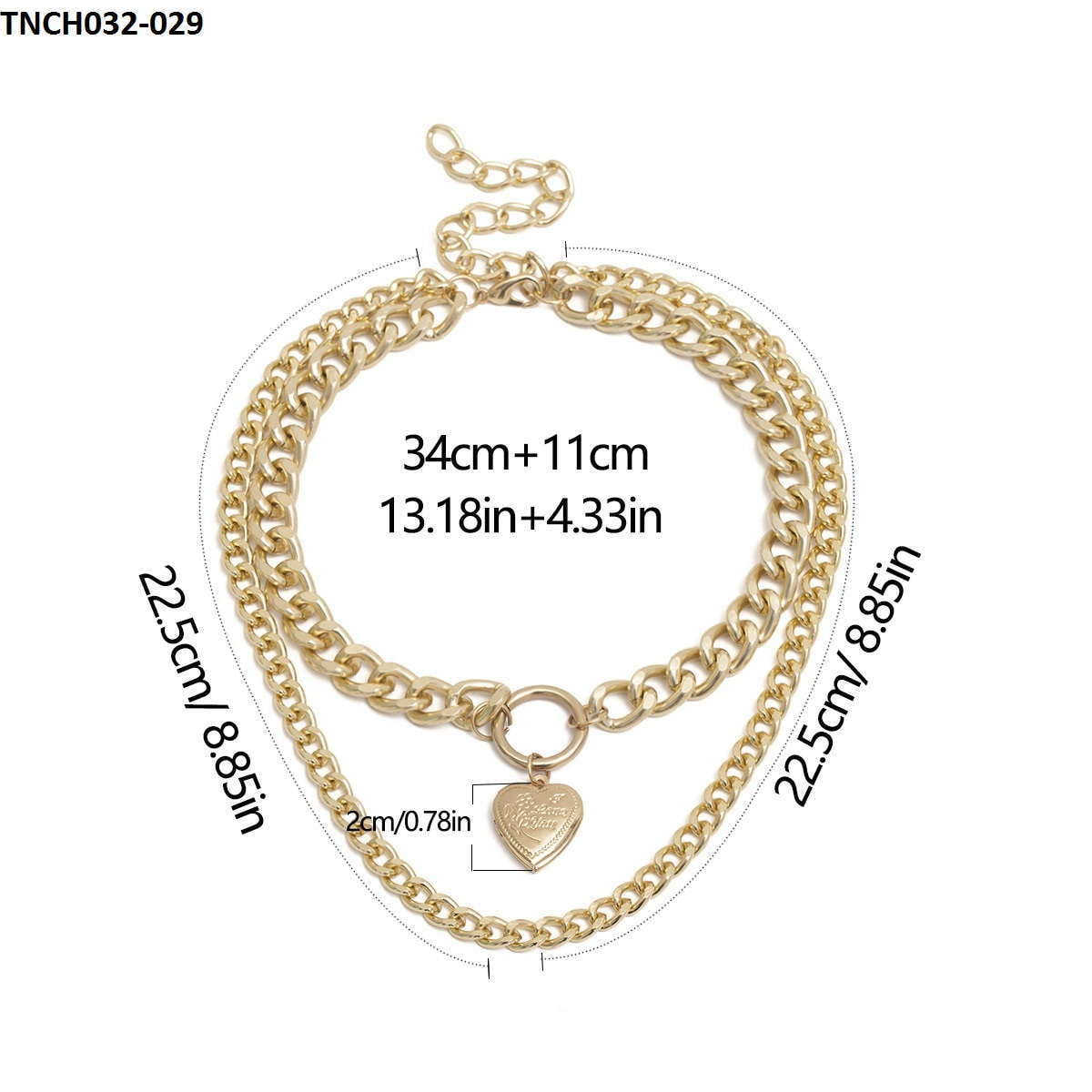 TNCH032 LLL 2 Layer Heart Neckl - TNCH