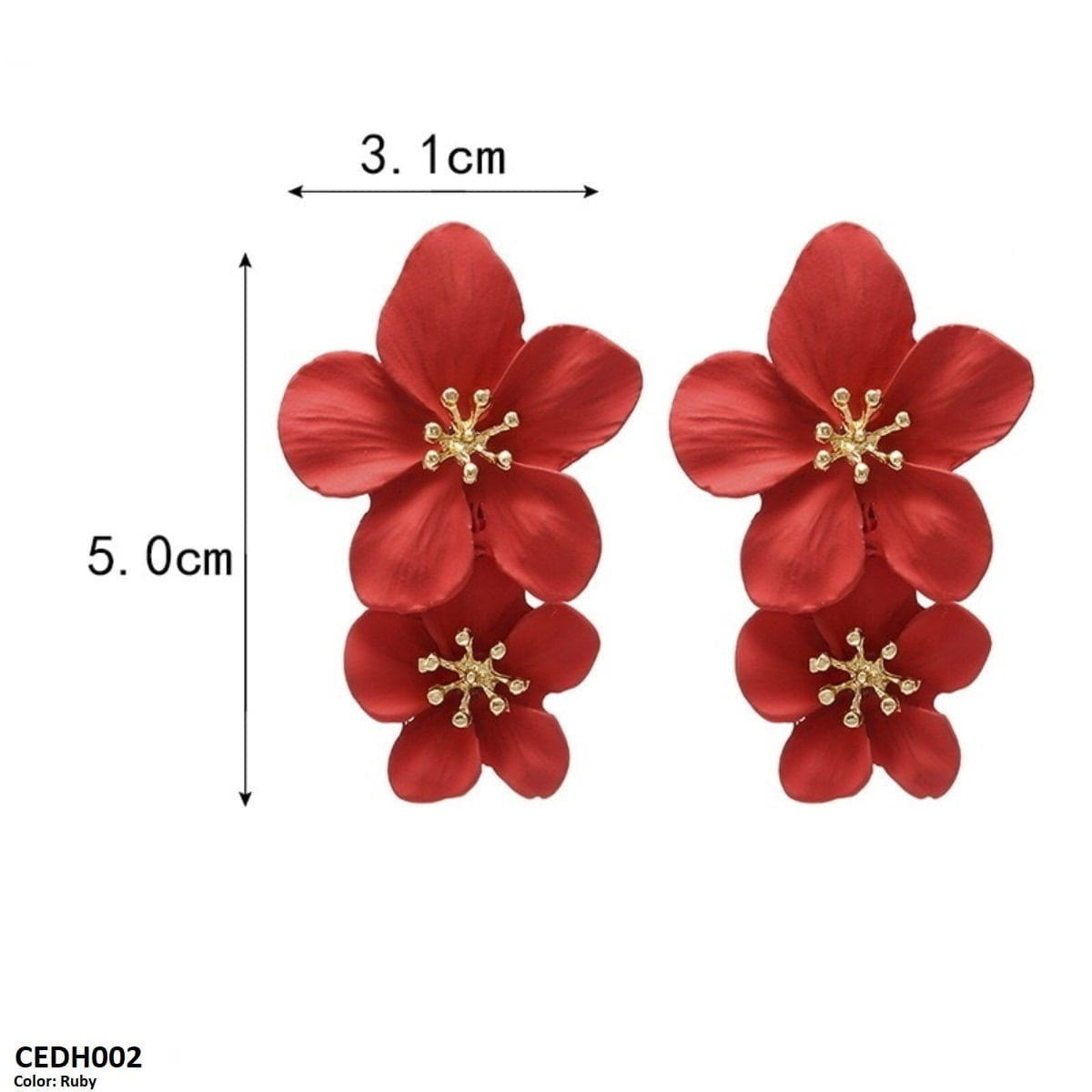 CEDH002 JMN Flower Drop Earrings - CEDH