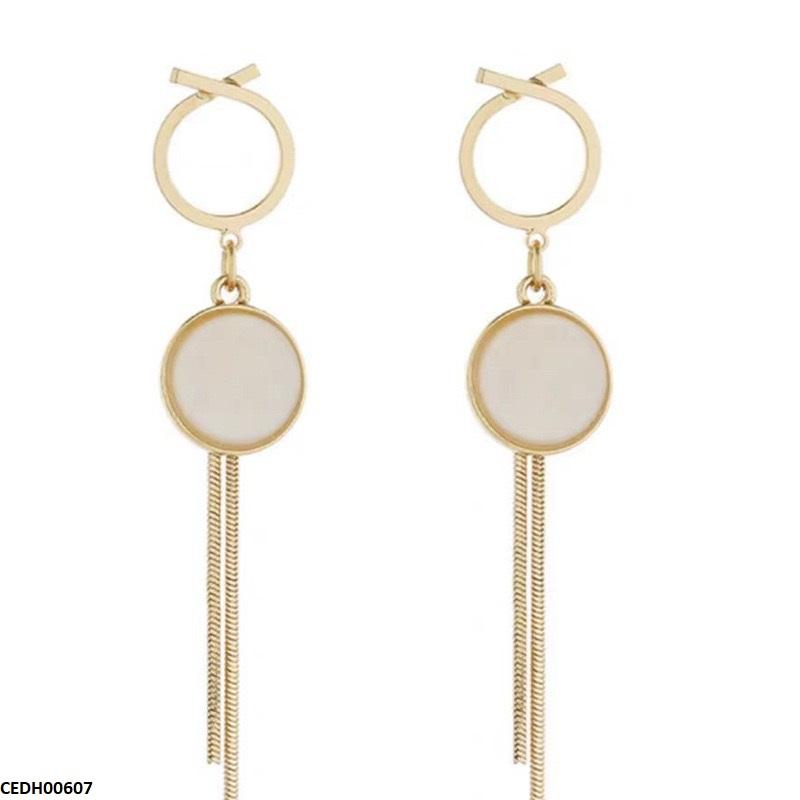 CEDH00607 BTO Round Double Chain Drop Earrings - CEDH