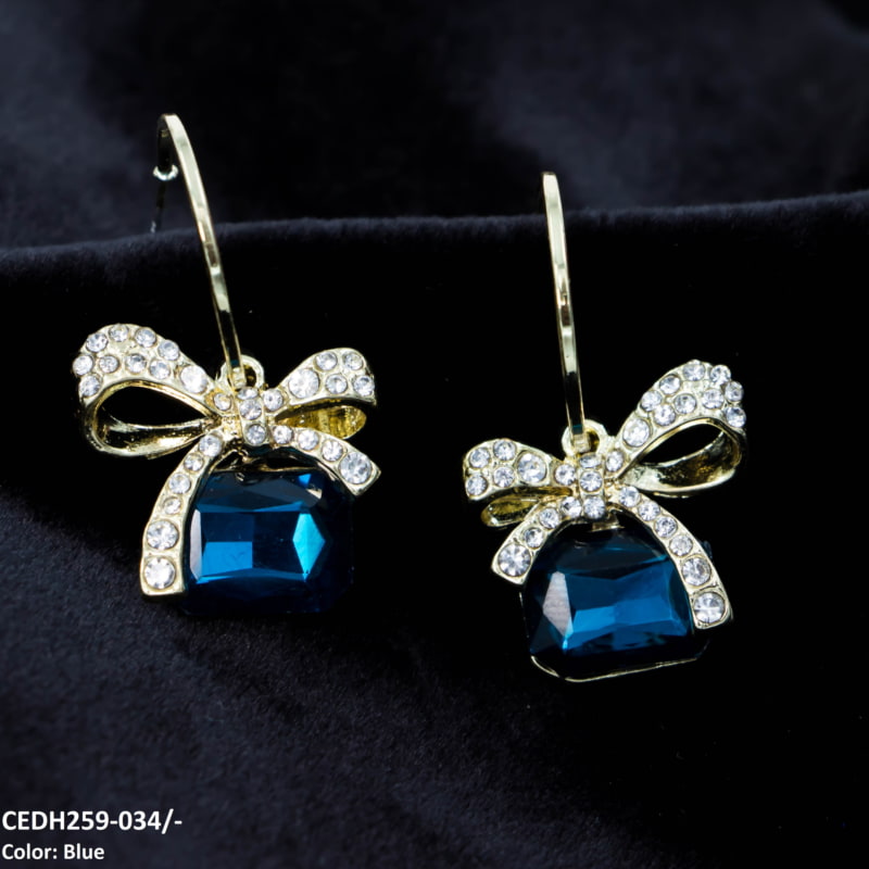 CEDH259 ZHL Dazy Bow shape Drop Earrings Pair - CEDH