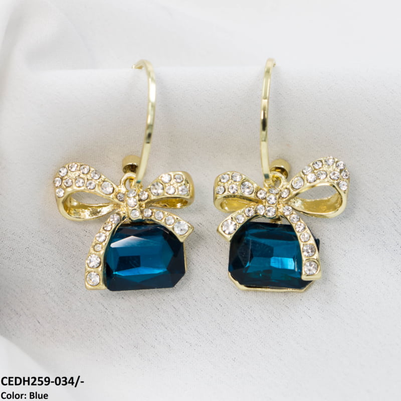 CEDH259 ZHL Dazy Bow shape Drop Earrings Pair - CEDH