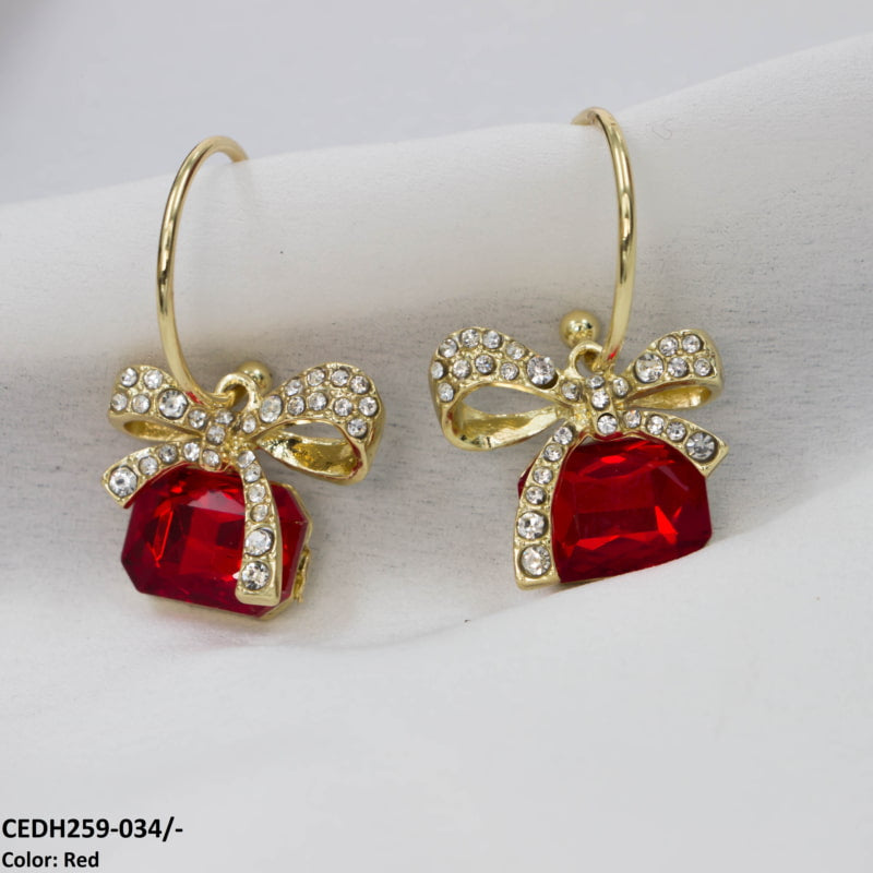 CEDH259 ZHL Dazy Bow shape Drop Earrings Pair - CEDH