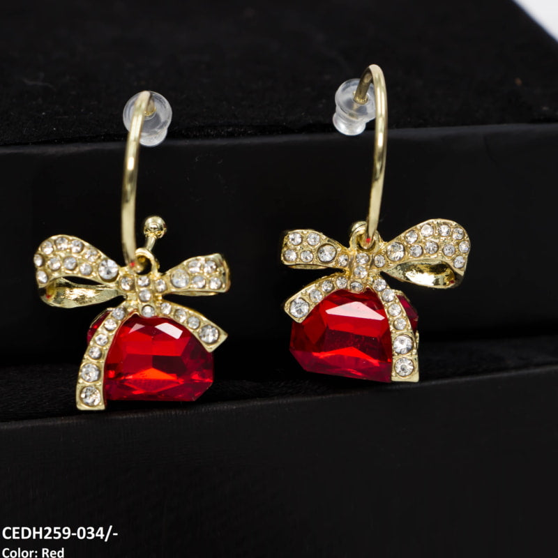 CEDH259 ZHL Dazy Bow shape Drop Earrings Pair - CEDH