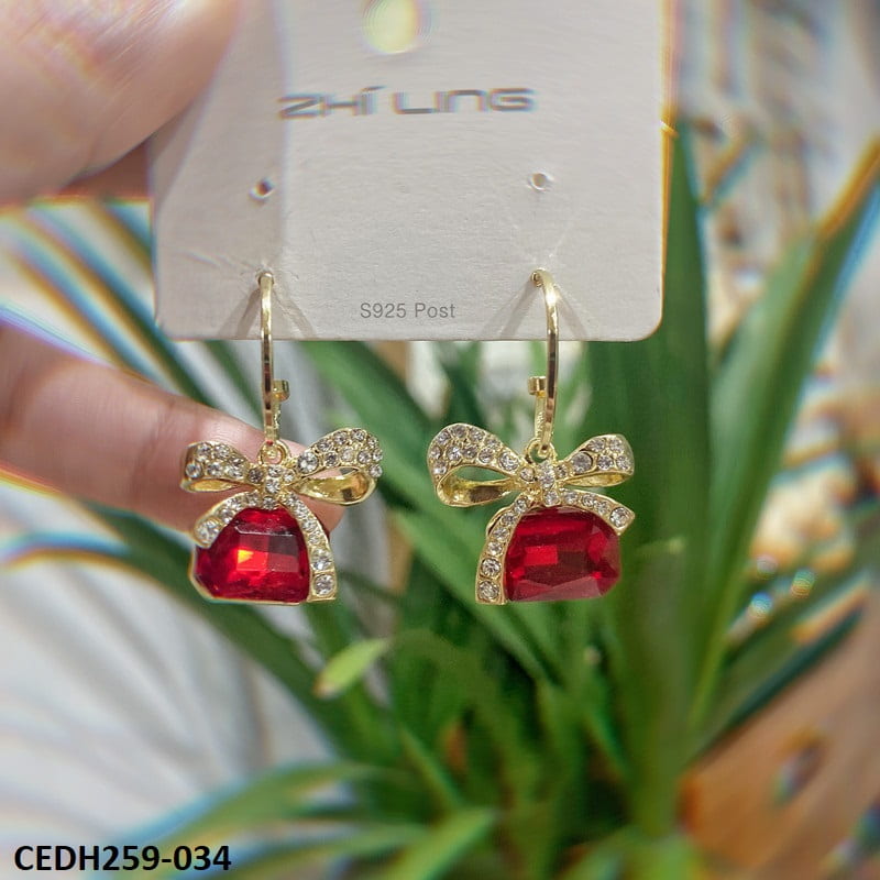 CEDH259 ZHL Dazy Bow shape Drop Earrings Pair - CEDH