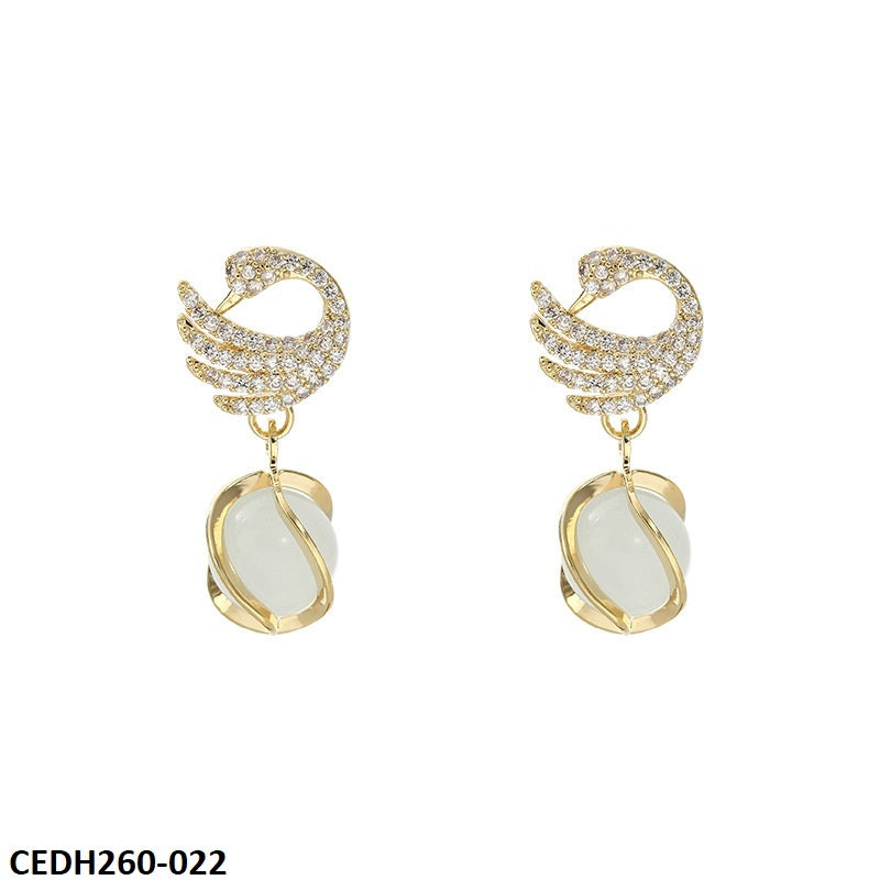 CEDH260 ZHL Peacock Pearl Drop Earrings Pair - CEDH