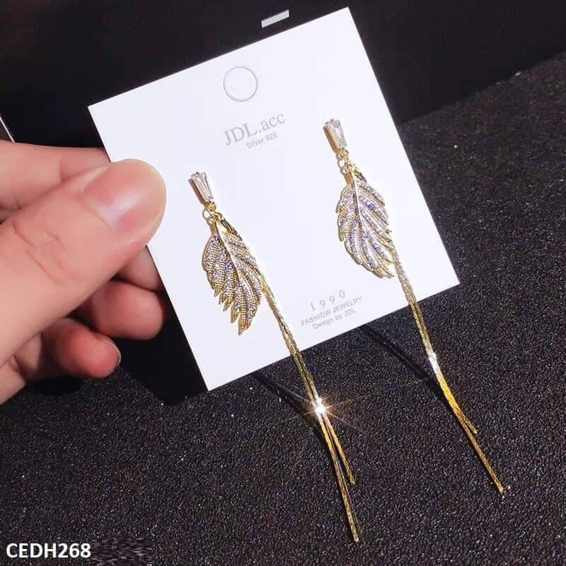 CEDH268 YQG Baguette Leaf's Drop Earrings Pair - CEDH