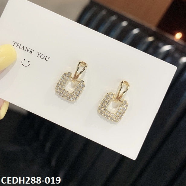 CEDH288 XST Tear Square Drop Earrings Pair - CEDH