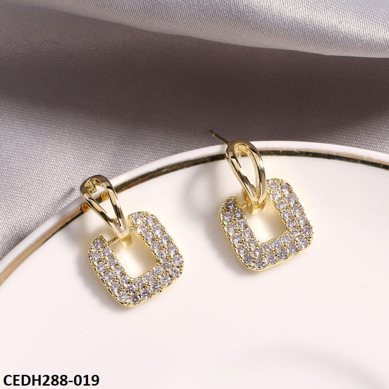 CEDH288 XST Tear Square Drop Earrings Pair - CEDH