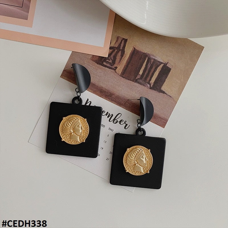 CEDH338 SYB Square Ear Drop Earrings Pair - CEDH