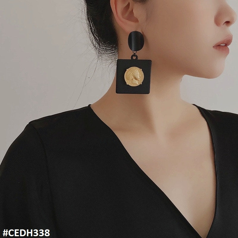 CEDH338 SYB Square Ear Drop Earrings Pair - CEDH