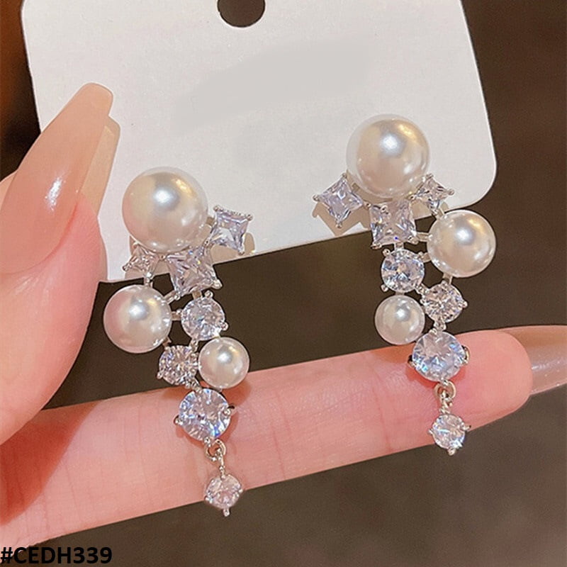 CEDH339 SYB Pearl Ear Drop Earrings Pair - CEDH