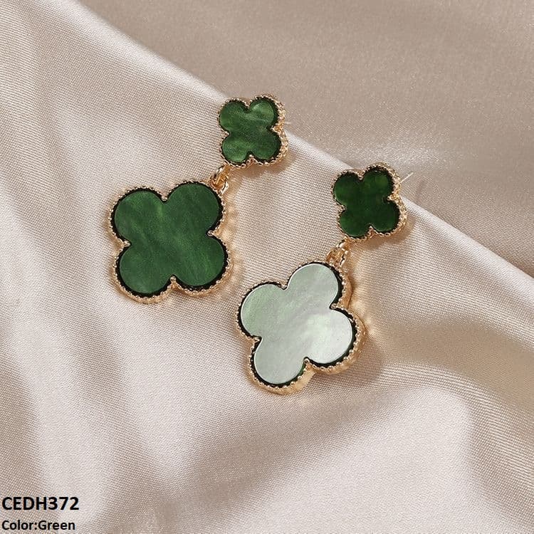 CEDH372 LSH Painted Clover Drop Earrings Pair - CEDH