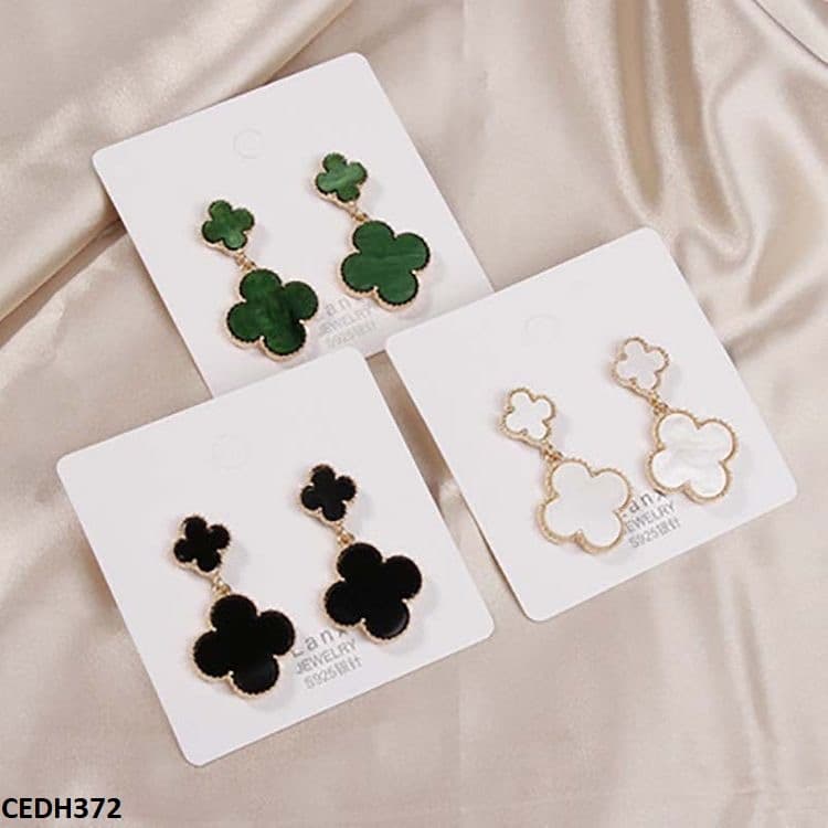 CEDH372 LSH Painted Clover Drop Earrings Pair - CEDH