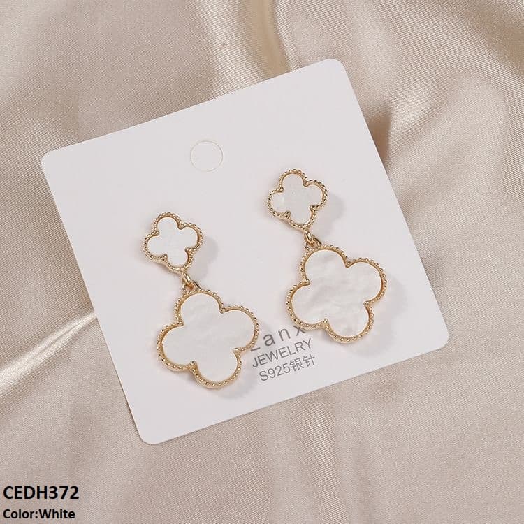 CEDH372 LSH Painted Clover Drop Earrings Pair - CEDH