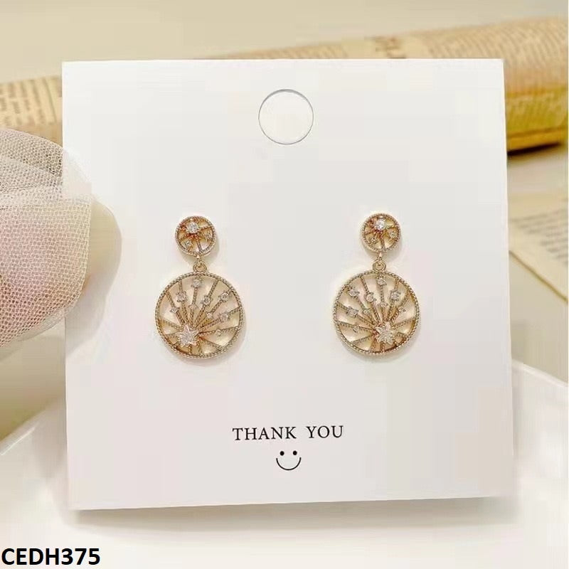 CEDH375 BTO Star Circles Drop Earrings Pair - CEDH