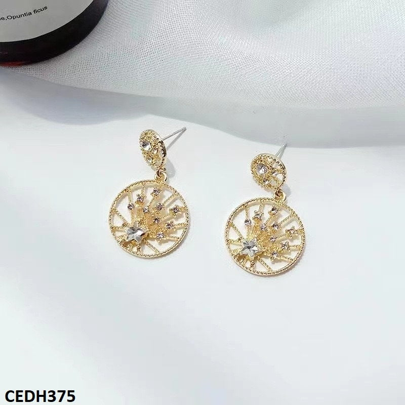 CEDH375 BTO Star Circles Drop Earrings Pair - CEDH