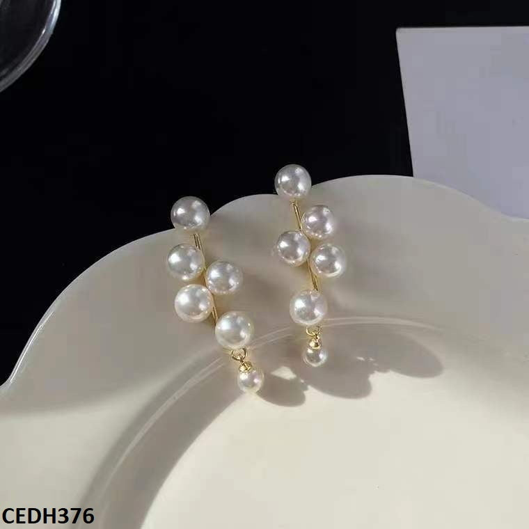 CEDH376 BTO ZigZag Pearl Drop Earrings Pair - CEDH