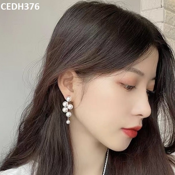 CEDH376 BTO ZigZag Pearl Drop Earrings Pair - CEDH