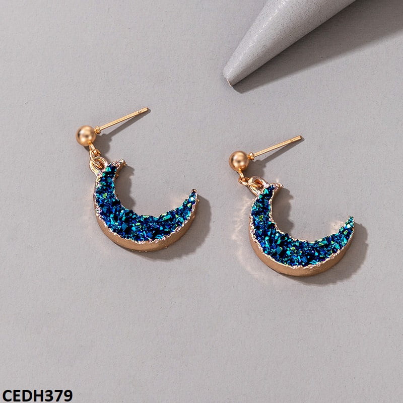 CEDH379 YYE Shinning Moon Drop Earrings Pair - CEDH