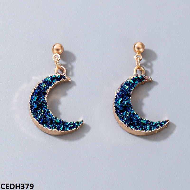 CEDH379 YYE Shinning Moon Drop Earrings Pair - CEDH