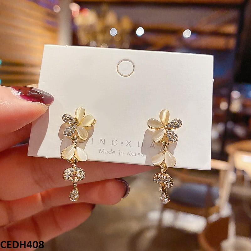 CEDH408 YHC Flower Shape Drop Earrings Pair - CEDH