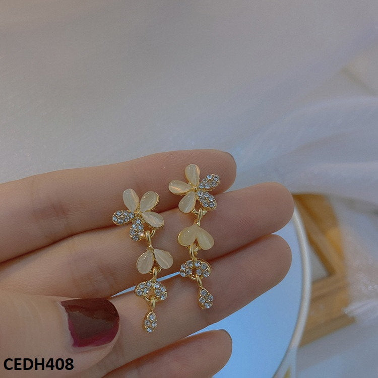 CEDH408 YHC Flower Shape Drop Earrings Pair - CEDH