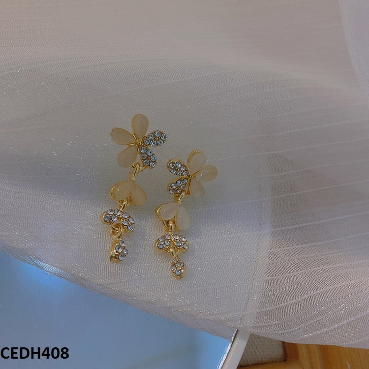 CEDH408 YHC Flower Shape Drop Earrings Pair - CEDH