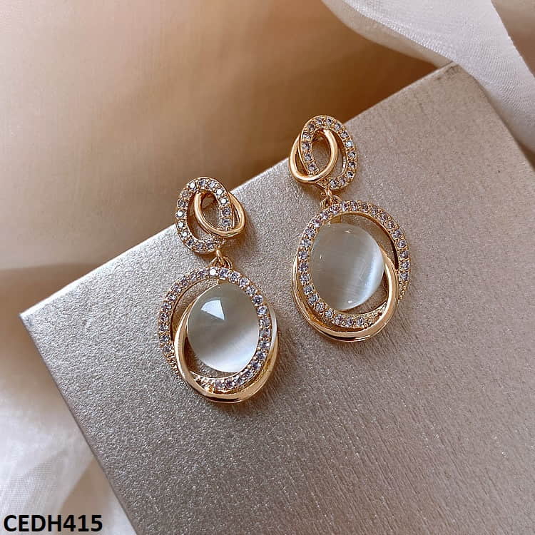 CEDH415 SGC Oval Ring Earrings Pair - CEDH