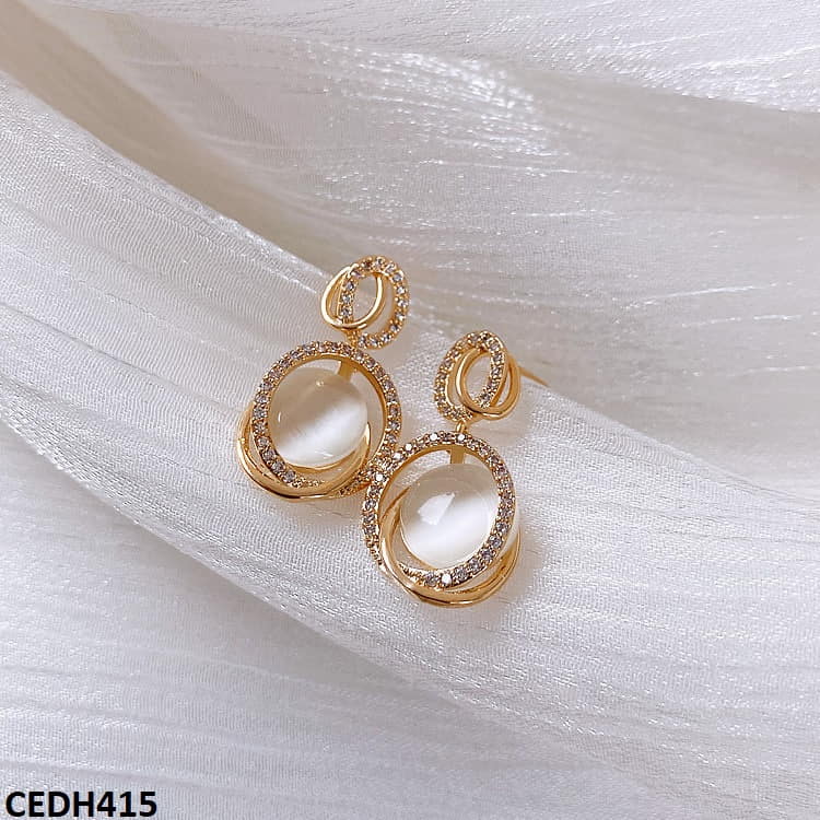 CEDH415 SGC Oval Ring Earrings Pair - CEDH