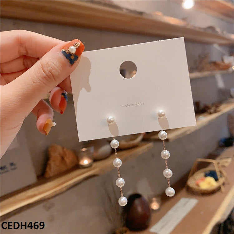 CEDH469 YYZ Pearl Chain Drop Earrings Pair - CEDH