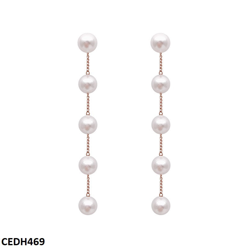 CEDH469 YYZ Pearl Chain Drop Earrings Pair - CEDH