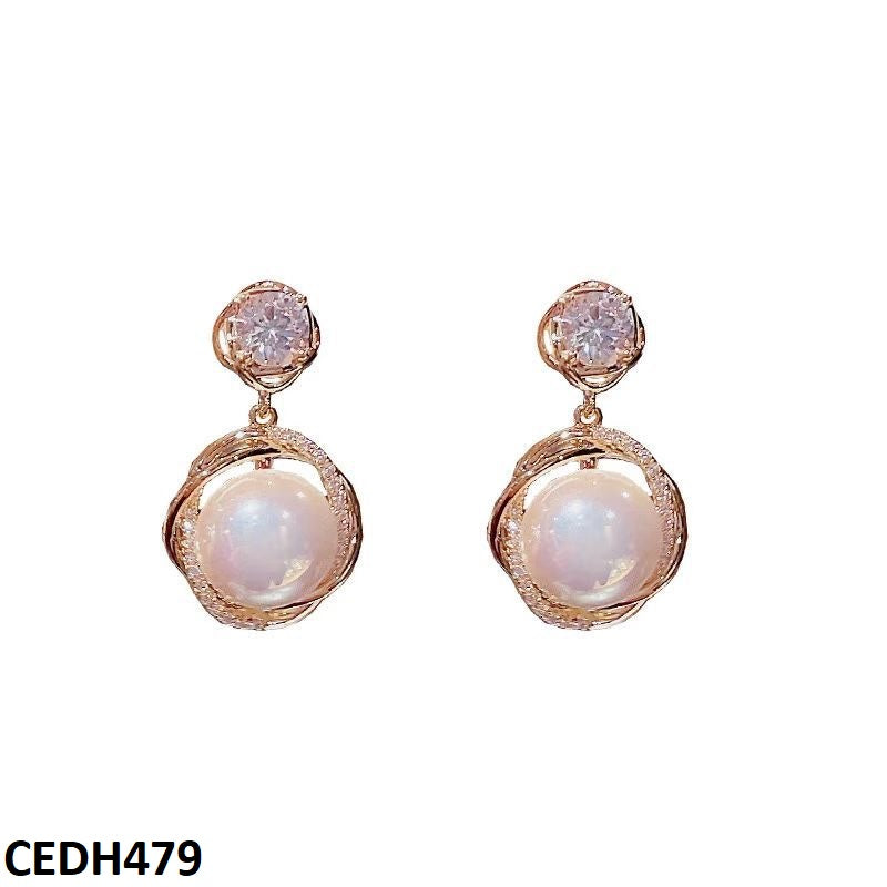 CEDH479 BTO Circle Layered Drop Earrings - CEDH