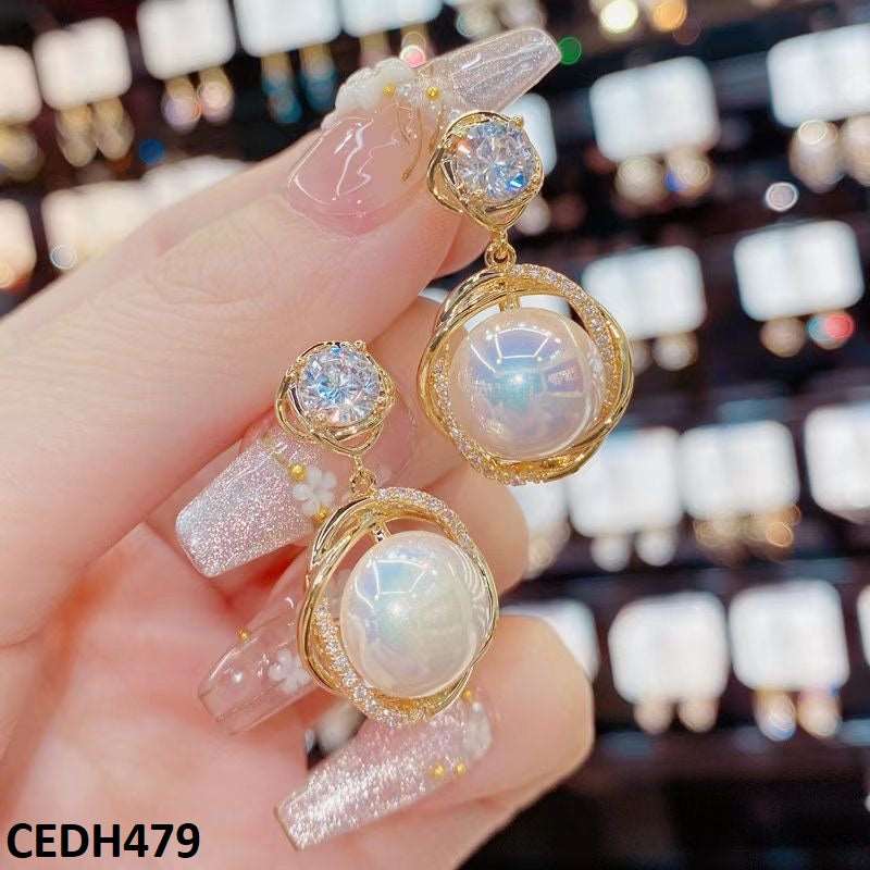 CEDH479 BTO Circle Layered Drop Earrings - CEDH