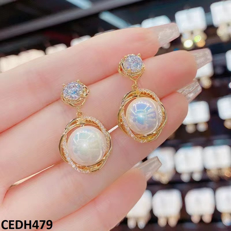 CEDH479 BTO Circle Layered Drop Earrings - CEDH