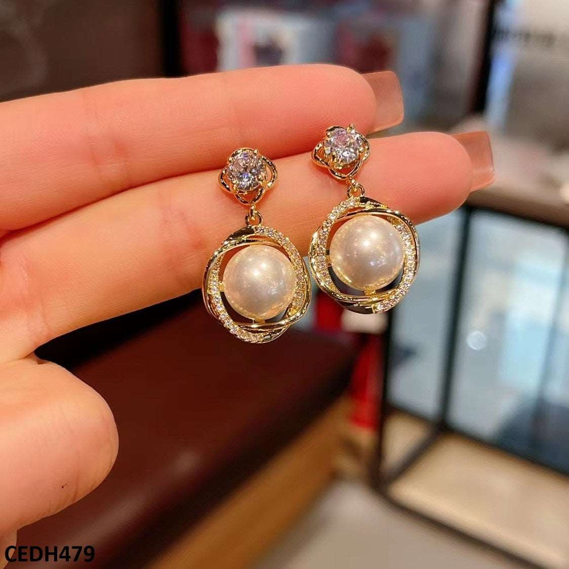 CEDH479 BTO Circle Layered Drop Earrings - CEDH