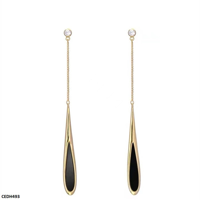 CEDH493 XST Black Tassel Drop Earrings - CEDH