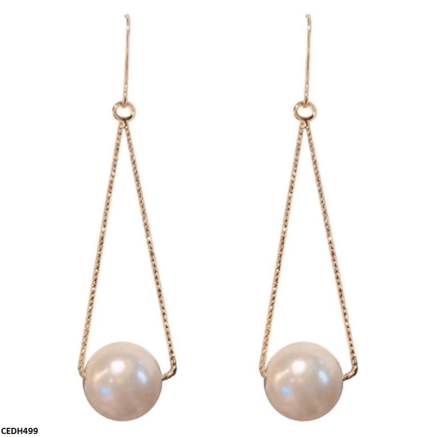 CEDH499 YYZ Triangle Pearl Drop Earrings - CEDH