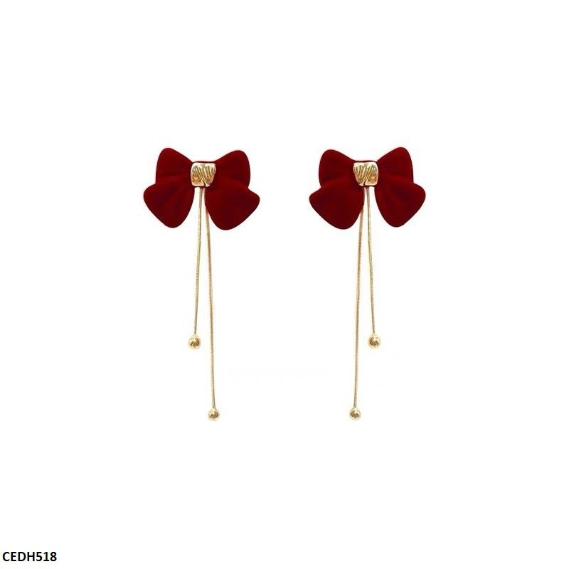 CEDH518 ZHL Bow/Tassel Drop Earrings Pair  - CEDH