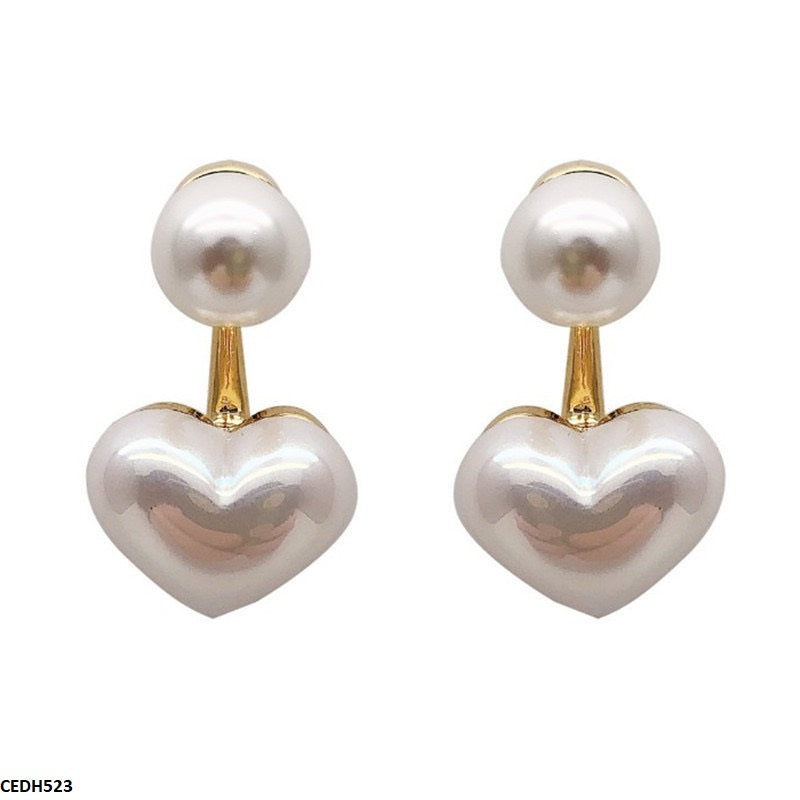 CEDH523 LSH Pearl/Heart Drop Earrings  - CEDH