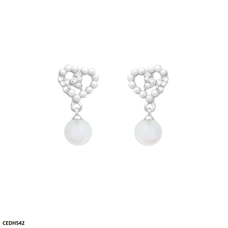 CEDH542 DDJ Heart/Pearl Drop  Earrings  - CEDH