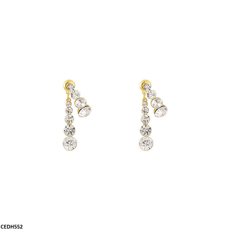 CEDH552 HJF Round Stone Drop  Earrings  - CEDH