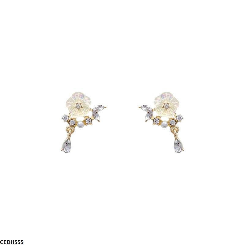 CEDH555 HJF Flower/Tear Drop  Earrings  - CEDH