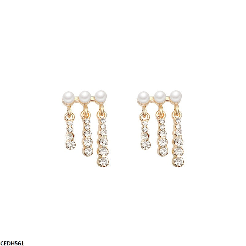 CEDH561 HJF Triple Layer Drop Earrings  - CEDH