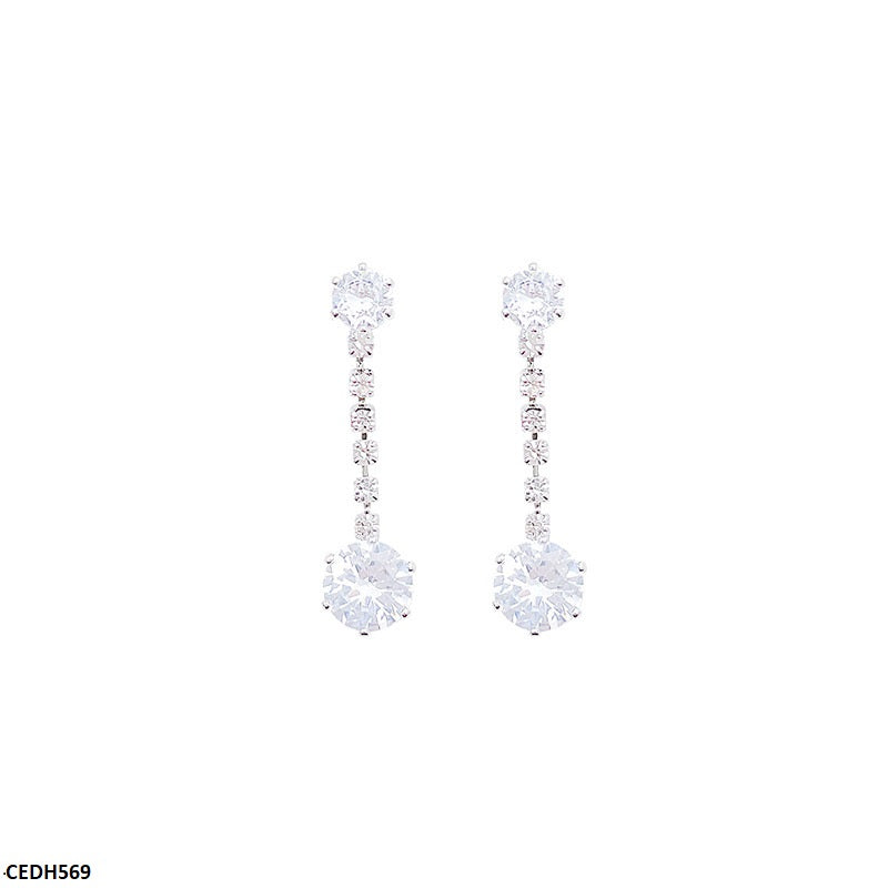 CEDH569 HJF Round Stone Drop Earrings  - CEDH