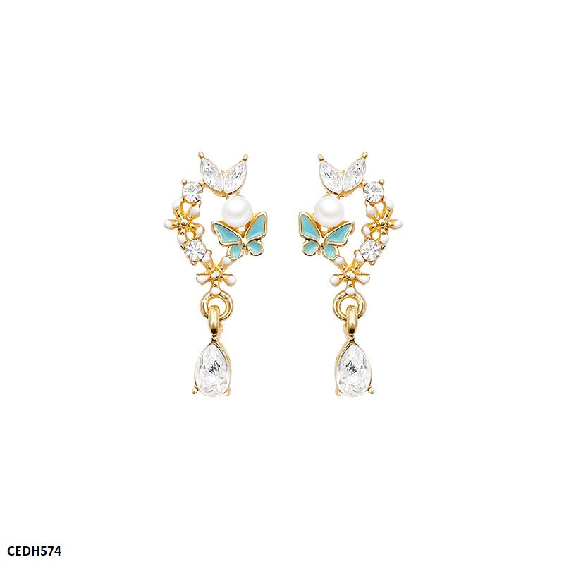 CEDH574 HJF Butterfly/Tear Drop Earrings  - CEDH