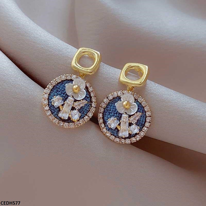 CEDH577 ZCD Square/Round Drop Earrings  - CEDH