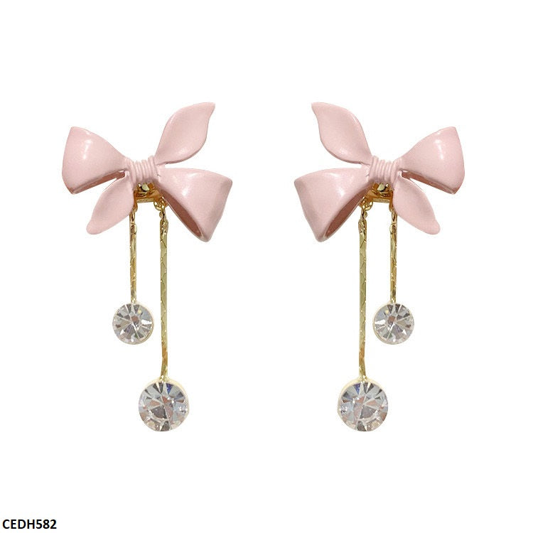 CEDH582 ZCD Bow/Round Drop Earrings  - CEDH