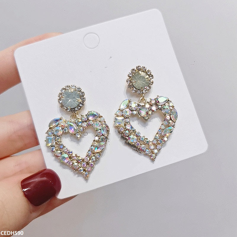 CEDH590 SIQ Heart Drop Earrings - CEDH