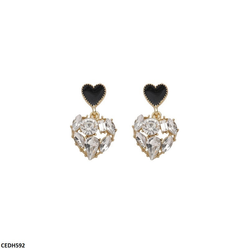 CEDH592 SIQ Heart Drop Earrings - CEDH